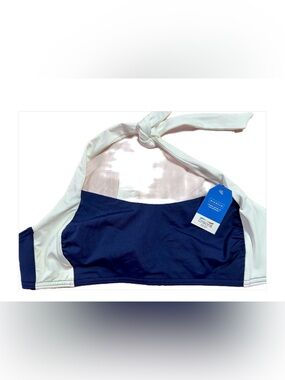 NWT Lands' End Navy and White Halter Bikini Top